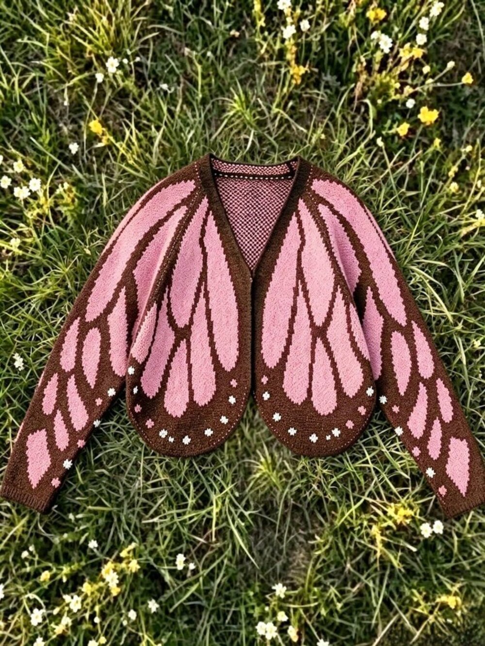 Multicolor Casual Women's Butterfly Cape Knit Cardigan with Batwing Sleeves